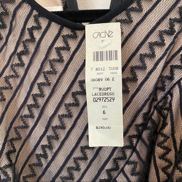 NWT Cache Nude Underlay Black Overlay HiNeck Dress - Picture 11 of 13